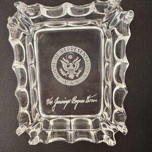 Vintage glass ashtray from US House of Representatives Wm Jennings Bryan Dorn